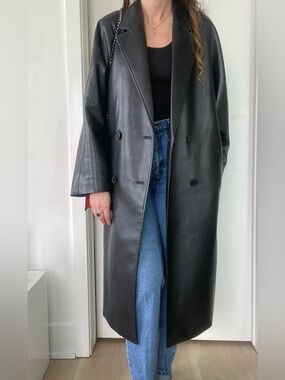 Babaton The Slouch Coat vegan leather Size S but fits like an over sized L